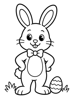 Free printable Cheerful Bunny With Bow Tie coloring page