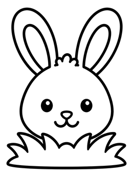 Free printable Cute Bunny Peeking From Grass coloring page