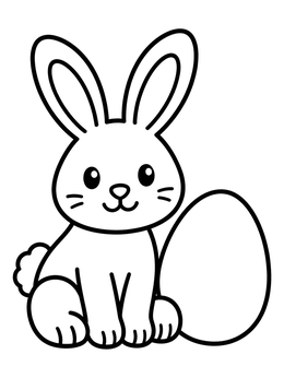 Free printable Cute Easter Bunny With Plain Egg coloring page