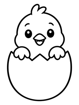 Free printable Cute Baby Chick In Eggshell coloring page