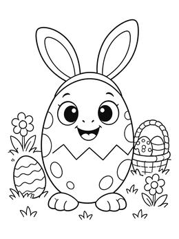 Free printable Cute Easter Dinosaur Egg With Bunny Ears coloring page