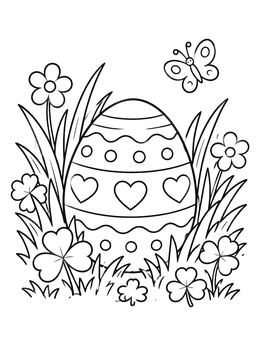 Free printable Patterned Easter Egg In Spring Grass coloring page