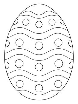 An easter eggs coloring page featuring wavy lines and polka dots.