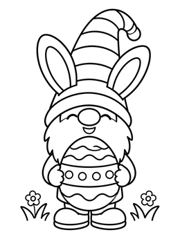 Free printable Cheerful Easter Gnome With Bunny Ears coloring page