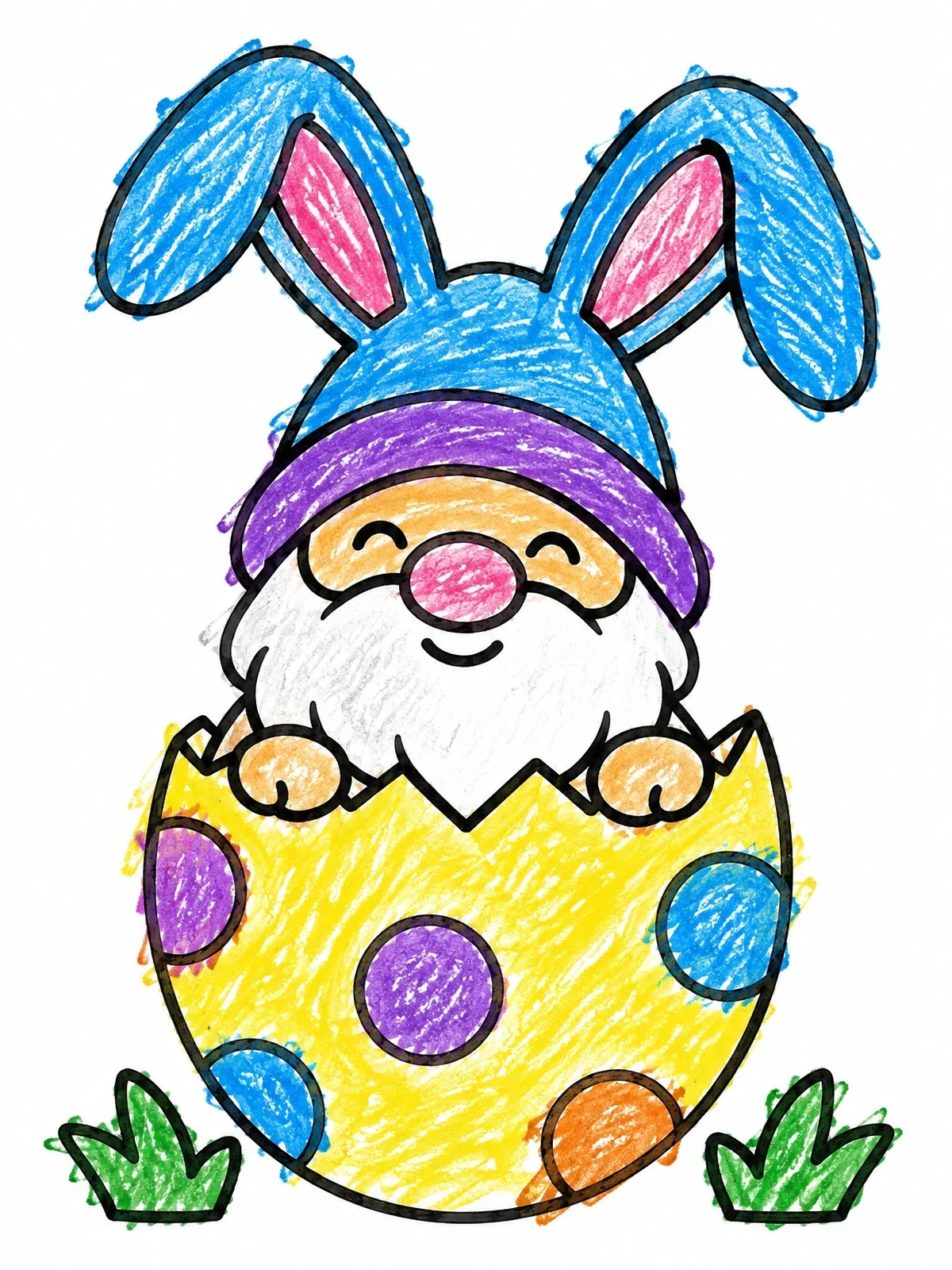 Colored example of the Easter Gnome In Eggshell coloring page