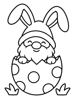 Free printable Easter Gnome In Eggshell coloring page