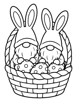 Free printable Easter Gnomes In A Basket coloring page