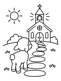 Free printable Little Lamb By Country Church coloring page
