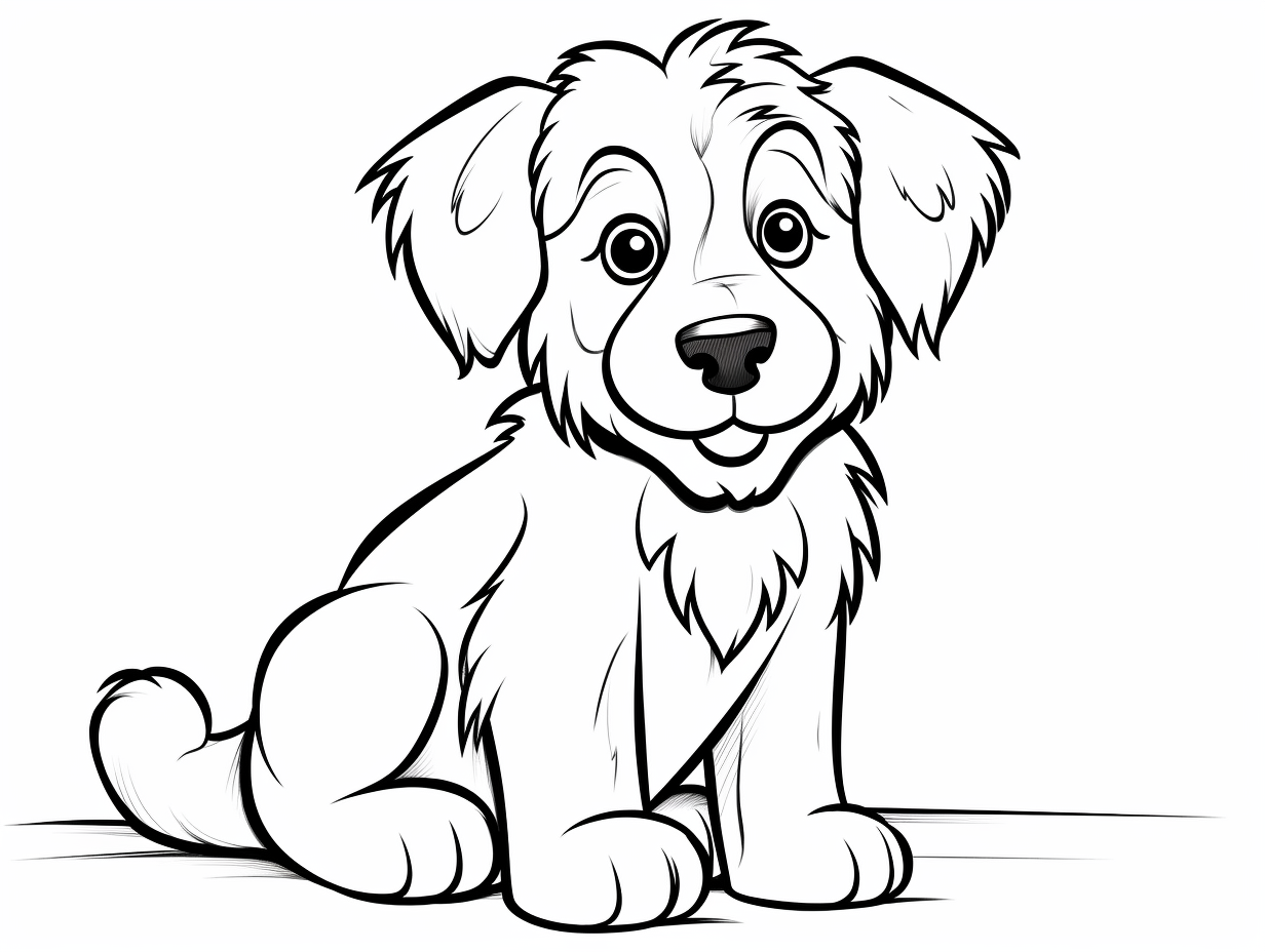 Easy Aussiedoodle Coloring Page - Coloring Page