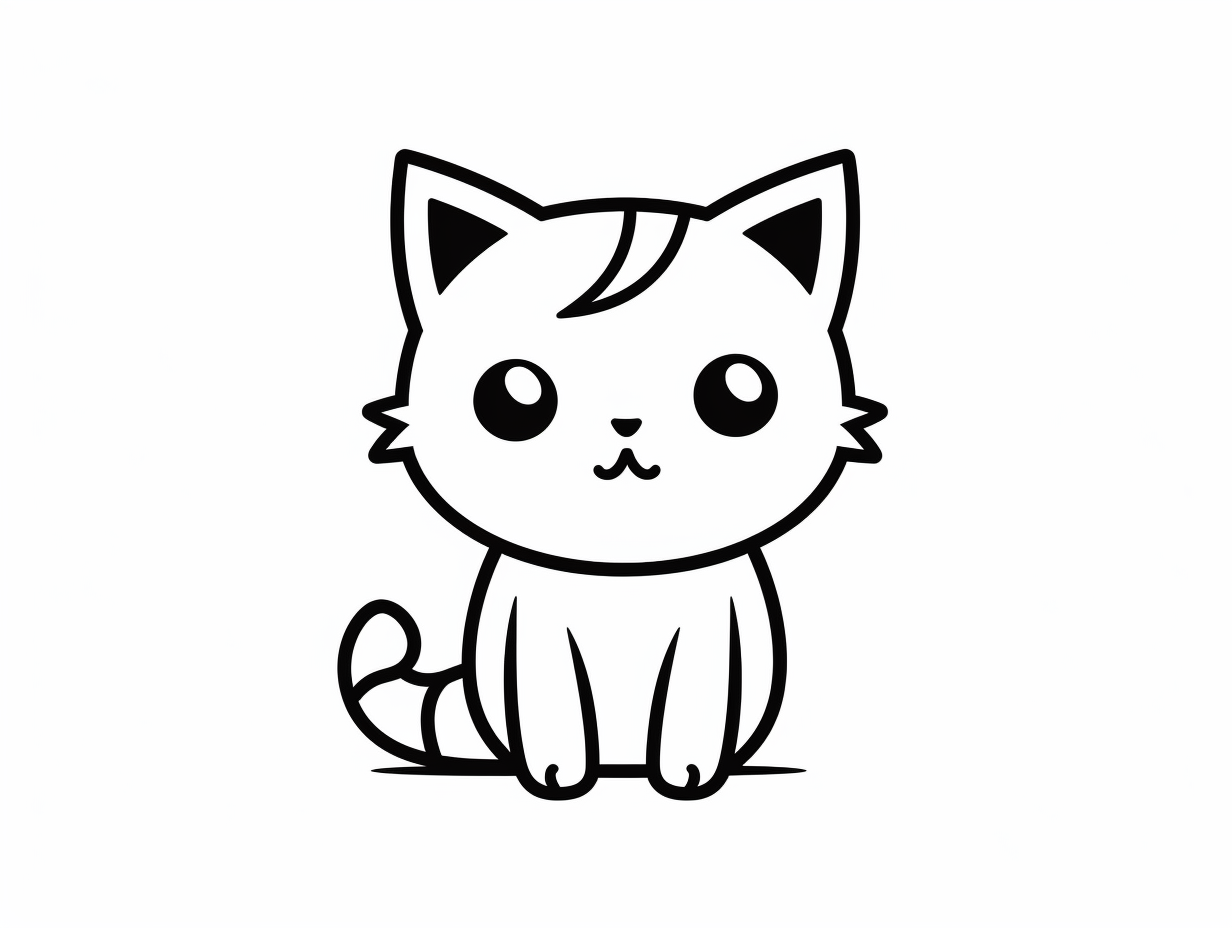Easy Cat Anime Coloring Page - Coloring Page
