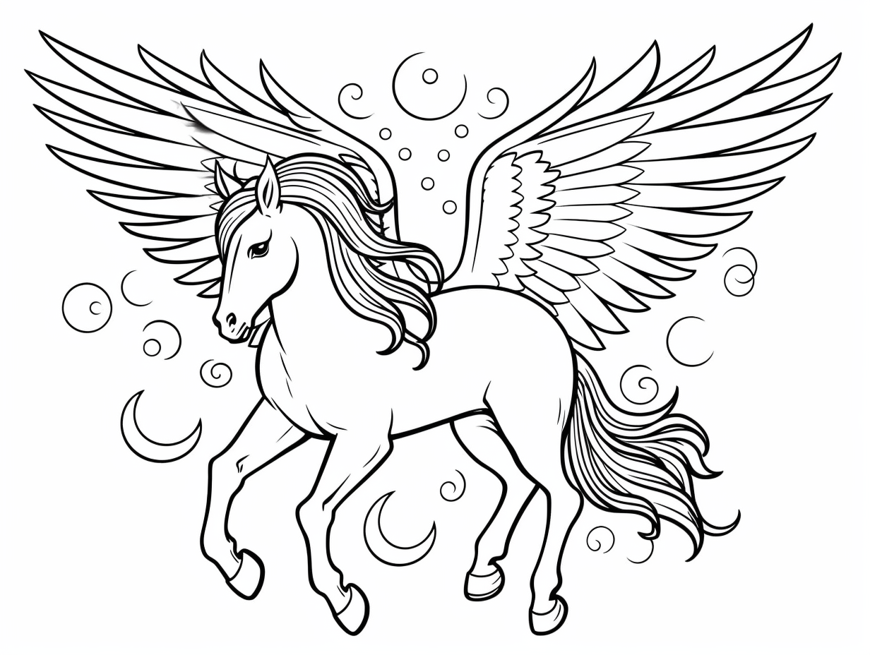 Easy Flying Unicorn Coloring Page - Coloring Page