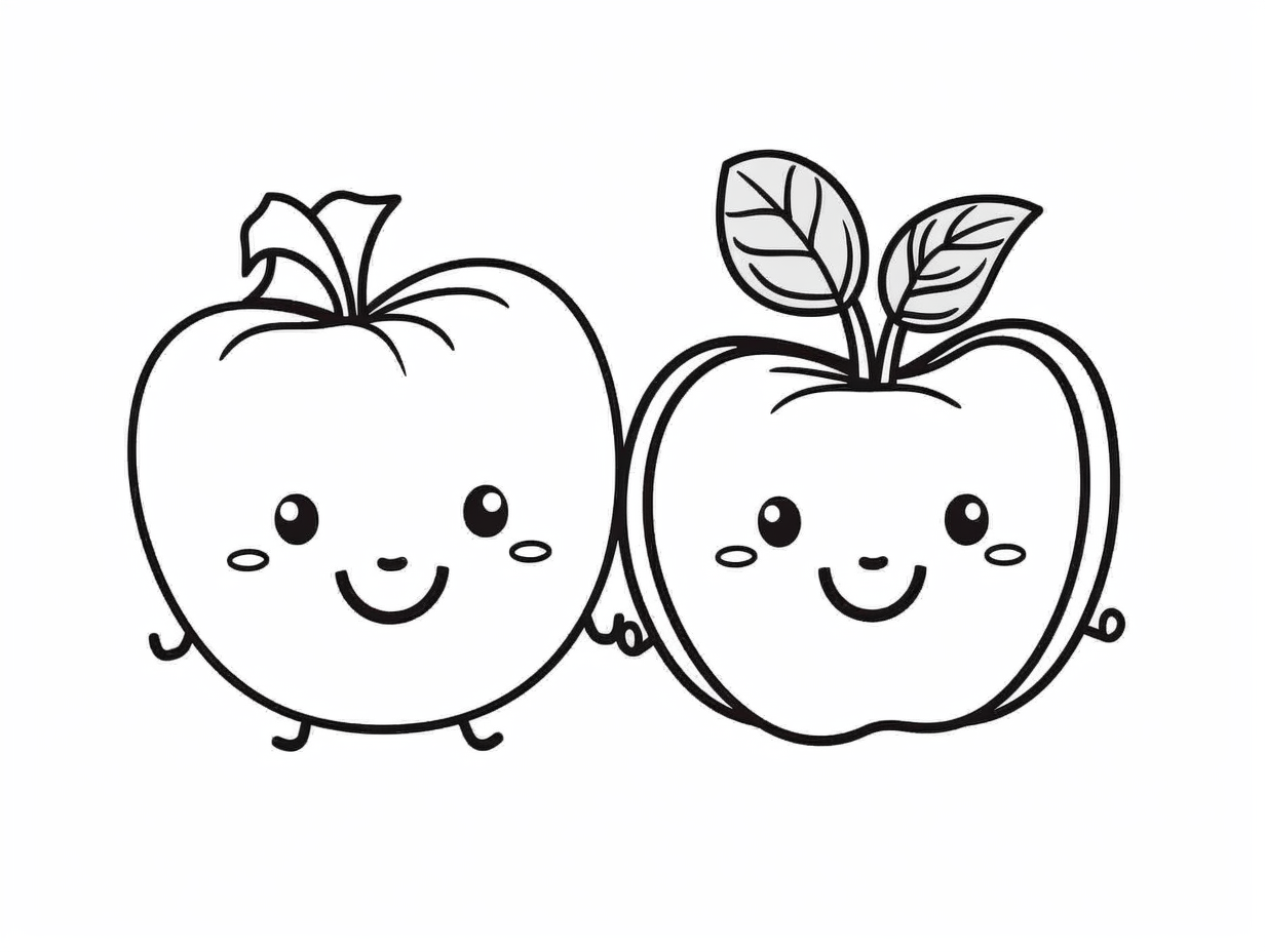 Easy Fruit And Vegetable Coloring Page - Coloring Page