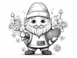 Free printable Easy Gnome Valentine Coloring Page coloring page