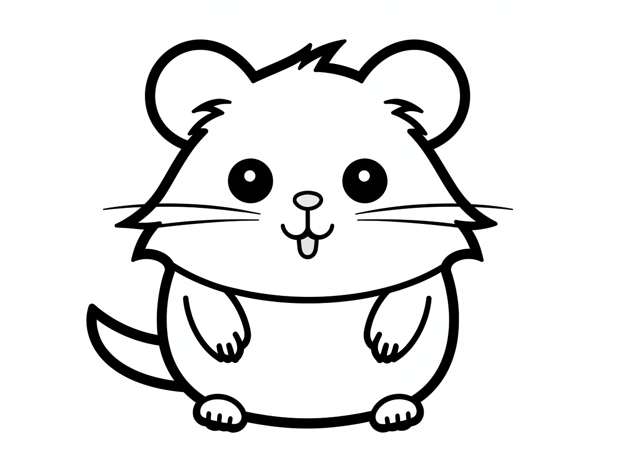 Easy Kawaii Hamster Coloring For Kids Coloring Page