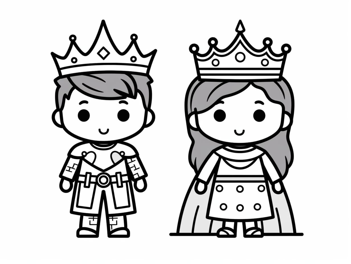 Easy King And Queen Coloring Page - Coloring Page