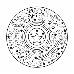 Starry Night Sky Coloring - Coloring Page