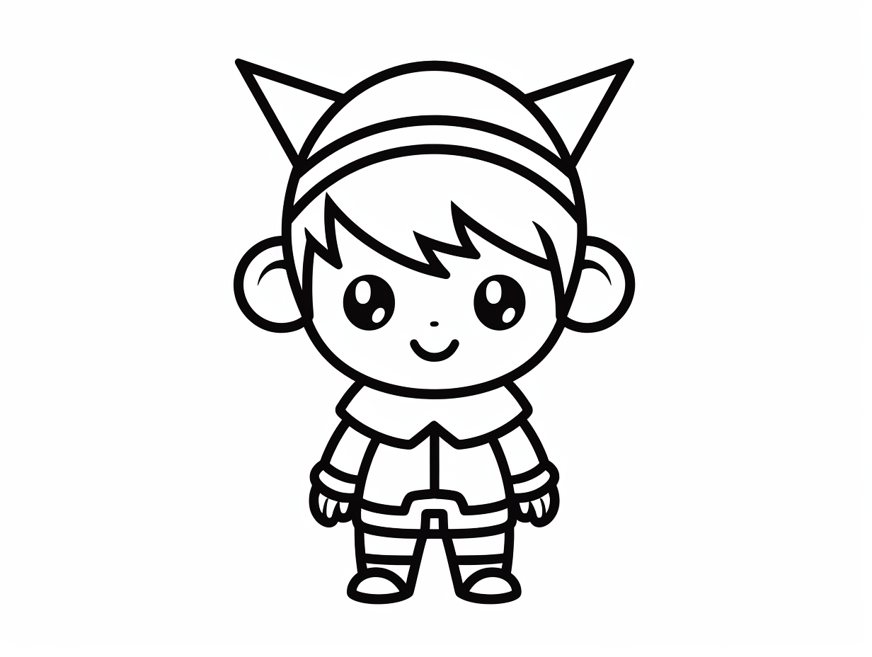 Easy To Color Elf Drawing - Coloring Page