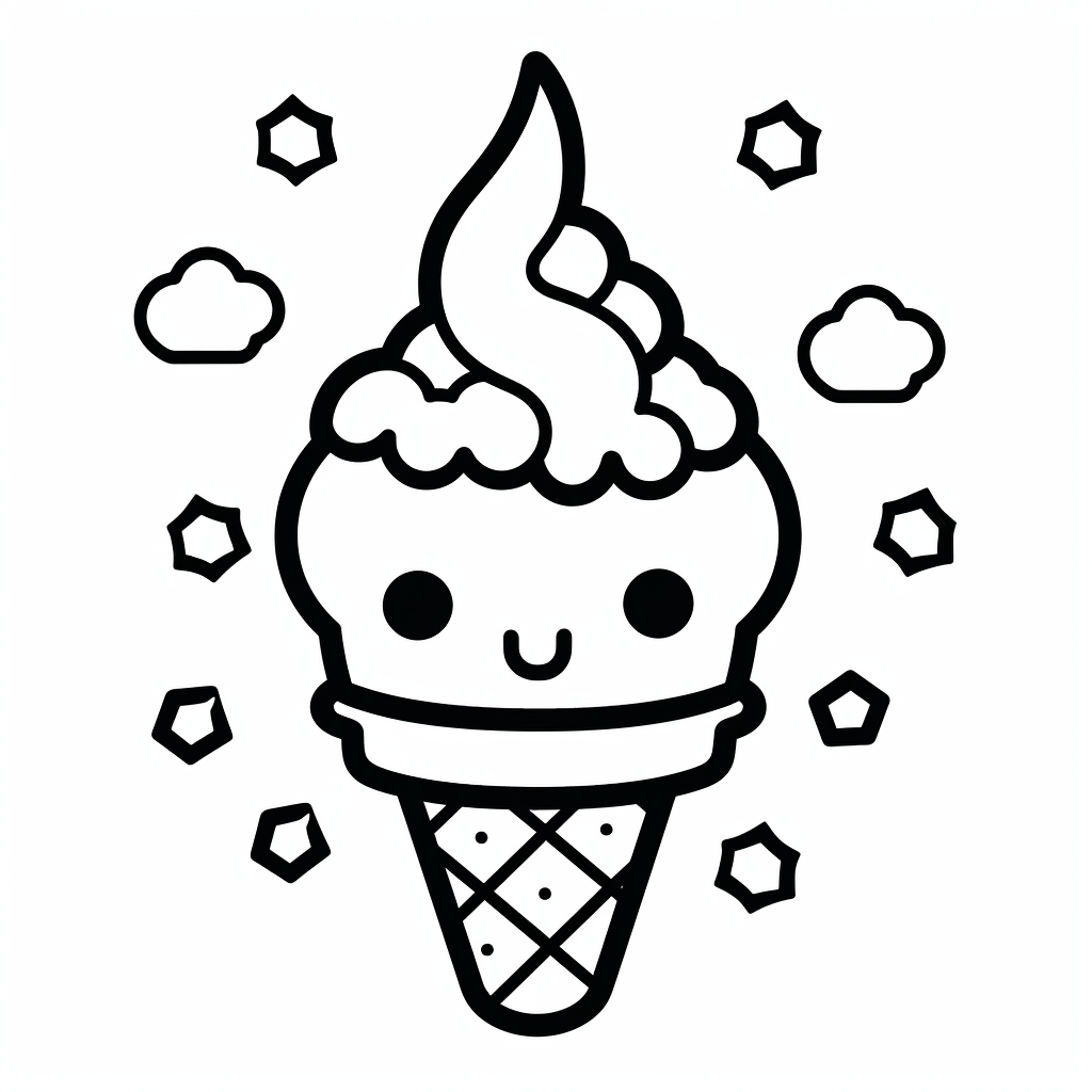 Easy Unicorn Ice Cream Coloring Page - Coloring Page