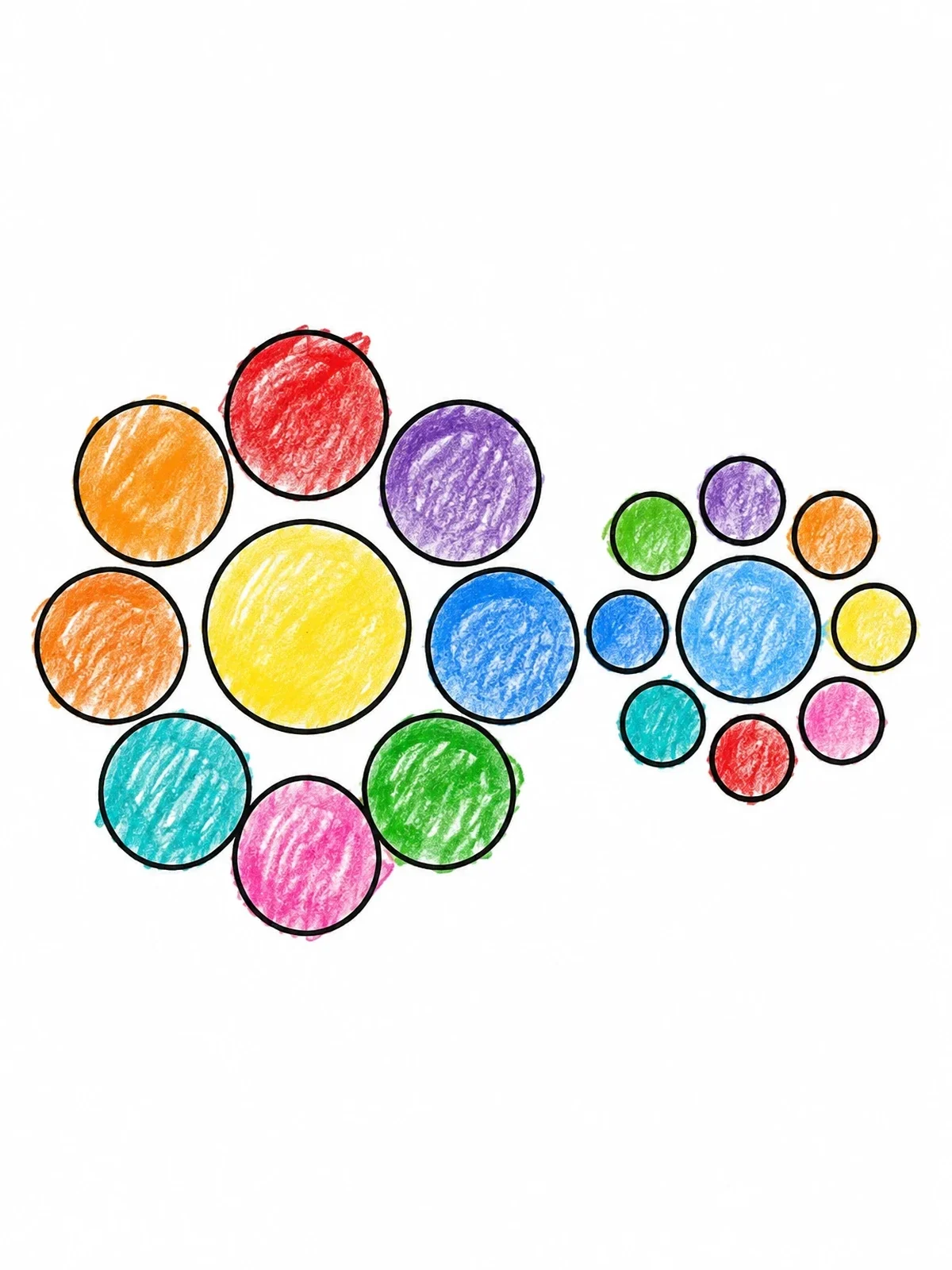 Colored example of the Classic Ebbinghaus Circles Optical Illusion coloring page
