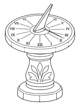 Free printable Garden Pedestal Sundial coloring page