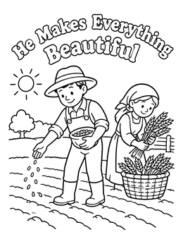 Free printable Farmers Sowing And Harvesting Wheat coloring page