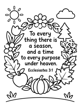 Free printable Ecclesiastes 3:1 Seasonal Wreath coloring page