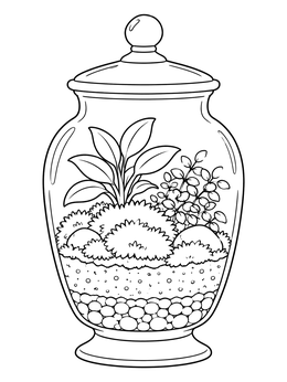 Free printable Lidded Glass Jar Terrarium coloring page