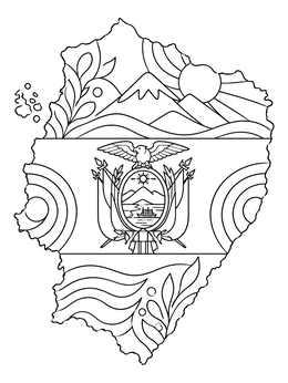 Free printable Ecuador Map And National Coat Of Arms coloring page