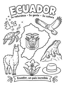 Free printable Ecuador Map And Wildlife Explorer coloring page