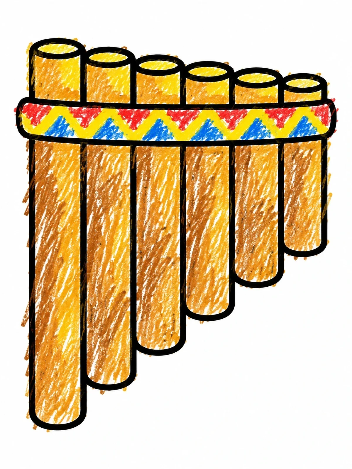Colored example of the Traditional Andean Pan Flute coloring page