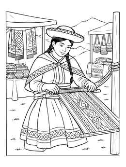 Free printable Ecuadorian Weaver At An Andean Market coloring page
