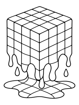 Free printable Melting Geometric Checkered Cube coloring page