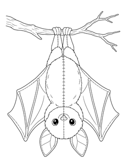 Stitched Bat Plush Hanging Upside Down coloring page