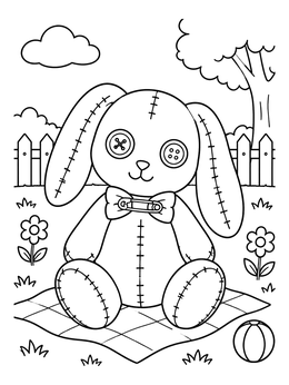 Free printable Stitched Plush Bunny With Button Eyes coloring page