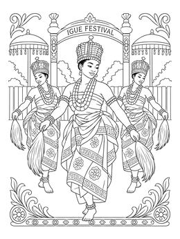 Free printable Edo Dancers At Igue Festival coloring page
