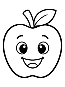 Free printable Cheerful Cartoon Apple With Face coloring page