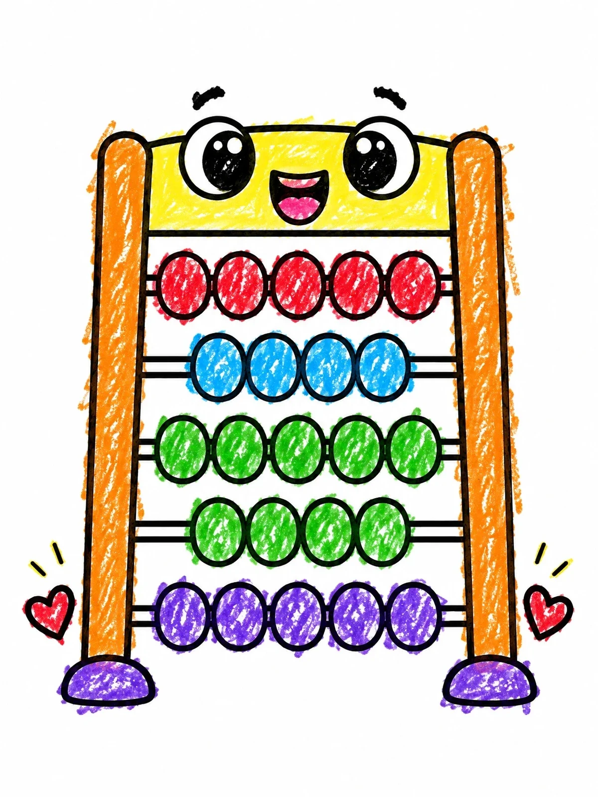 Colored example of the Cheerful Toy Abacus With Smile coloring page