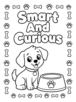 Free printable Cute Puppy With Food Bowl coloring page