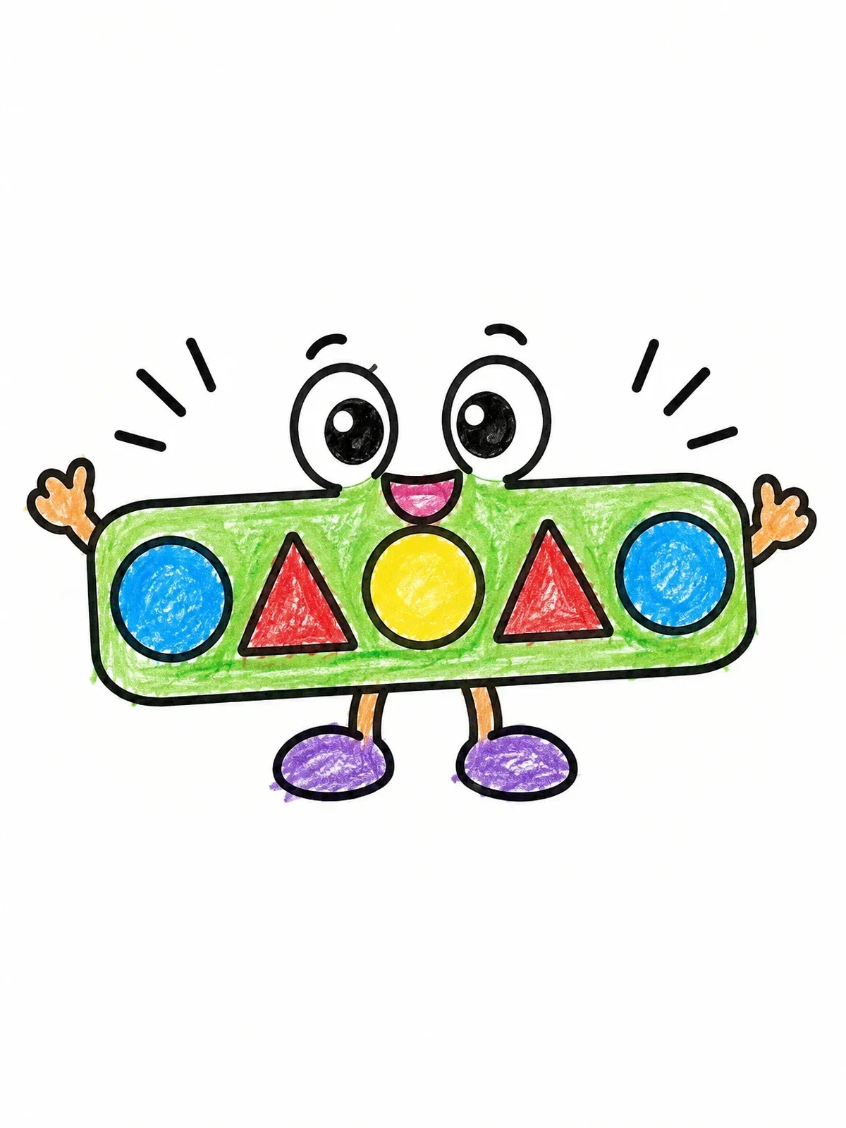 Colored example of the Cute Shape Pattern Strip Character coloring page