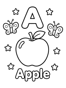 Free printable Letter A And Apple Learning Page coloring page
