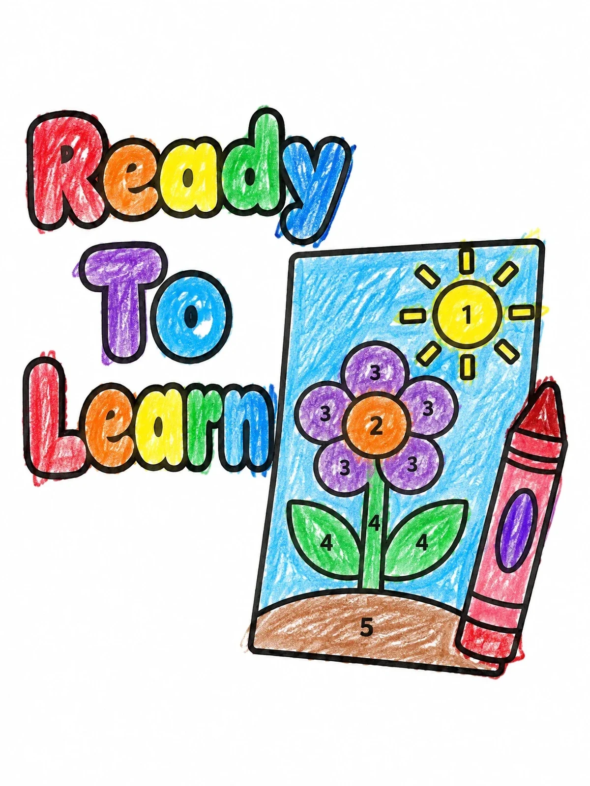 Colored example of the Ready To Learn Activity Sheet coloring page