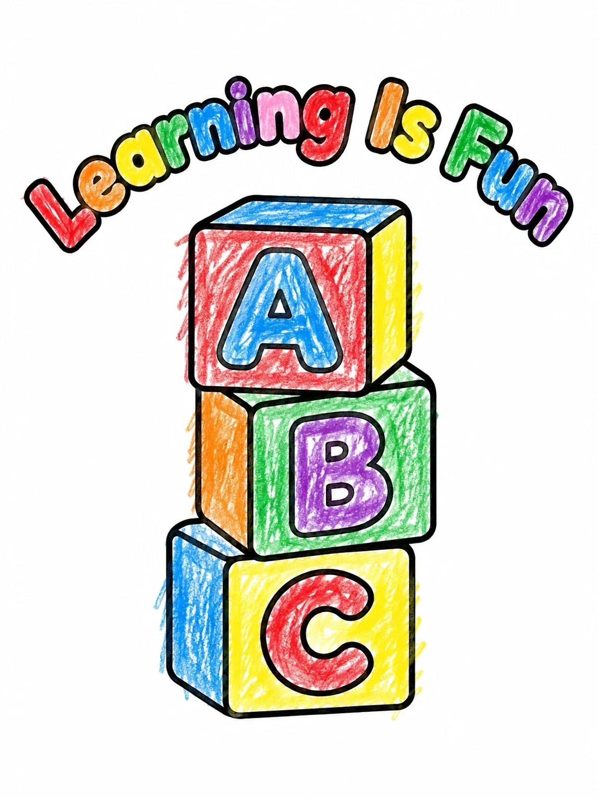 Colored example of the Stacked Abc Toy Blocks coloring page