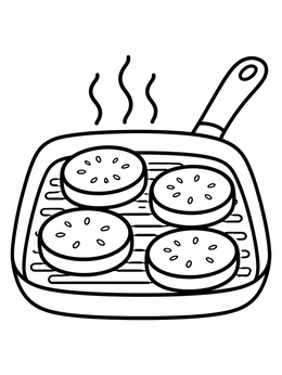 Free printable Eggplant Slices In Grill Pan coloring page