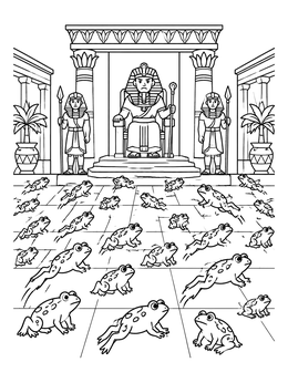 Free printable Frogs Hopping Before The Pharaoh coloring page