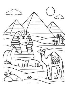 Free printable Great Sphinx And Desert Camel coloring page