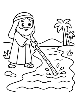Free printable Moses Striking The Nile River coloring page