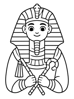 Free printable Friendly Young Pharaoh With Crook And Flail coloring page