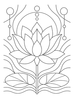 An ancient Egypt coloring page featuring a stylized blooming lotus flower.
