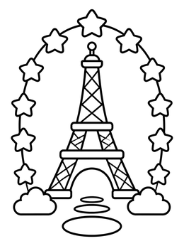 Free printable Eiffel Tower With Star Arch coloring page