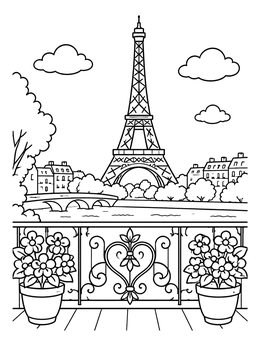 Free printable Eiffel Tower View From Balcony coloring page